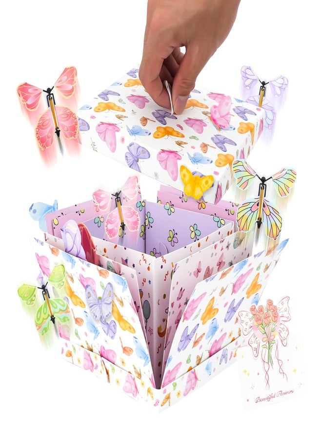 JIABEIUS Flying Butterfly Explosion Gift Box, Pop Out Surprise Gift Box with Card, DIY Exploding Fantasy Boxes for Mother's Day, Graduation, Birthdays, Wedding, Christmas - Image 1